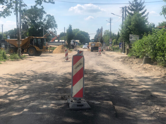 ulica Rąbieńska podczas remontu