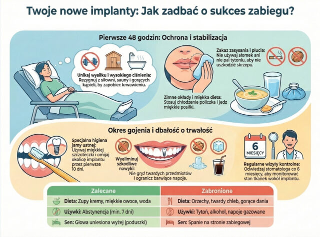 czego nie robić mając implant- infografika